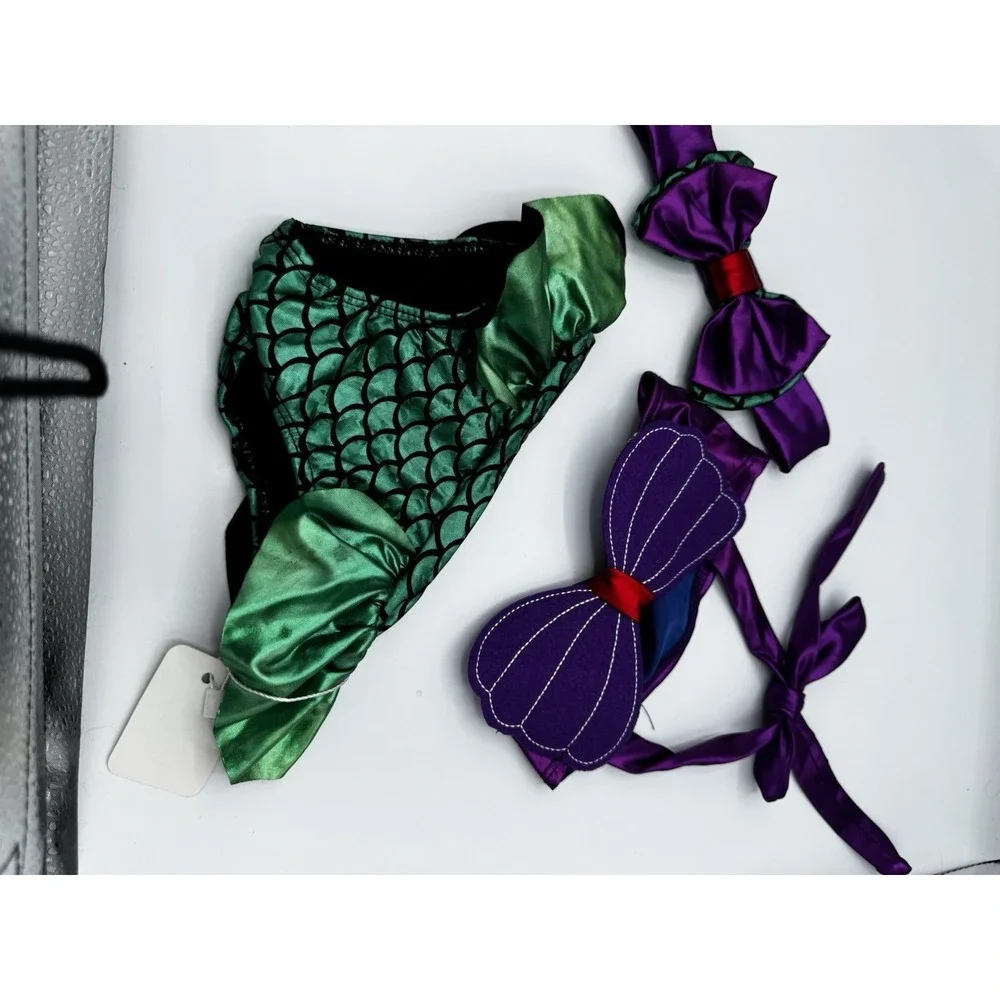 New mermaid swimsuit For 0-3 M With Headband 2 Piece Green/black/purple A2